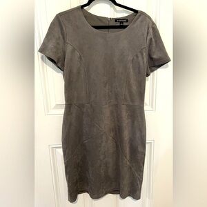41 Hawthorn Gray Faux Suede Style Career Midi Dress in Size Large